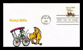 Us Cover Surrey Transportation Series Fdc Hand Colored Ellis Animated Cachet