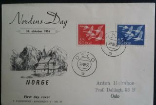 Norway 1956 Nordens Dag Day Of The North Fdc Oslo Cds