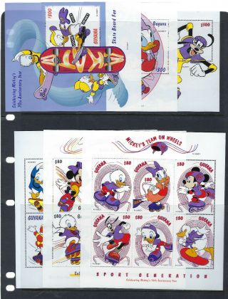 Guyana Disney Scott 3366 - 3371 Donald Duck Goofy Mickey Mouse 70th Anniversary