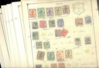 Fiji,  Malta,  Assortment Of Stamps Hinged On Remainder Scott Pages