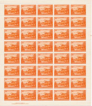Norfolk Island 1956 Definitives Sg1a (½d,  White Paper) Complete Sheet Mnh