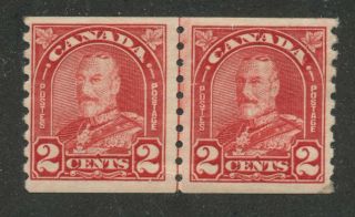 Canada 1930 Kgv Arch/leaf 2c Deep Red Coil Pair Cockeyed King 181iii Mlh