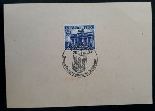 Rare 1942 Germany Postcard Ties 25,  50 Pfg Dark Blue Hamburg Derby Stamp With Cds
