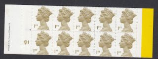 2000 10 X 1st Class Cyl.  Q1 Row 2 Barcode Booklet Hd52a Variety Missing Phoshor