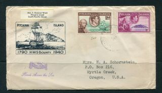 Pitcairn Island 1951 Commercial Cover To California,  Usa.  With Letter