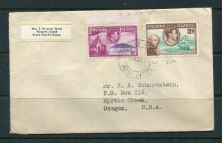 Pitcairn Island 1951 Commercial Cover To Oregon,  Usa.  With A Letter