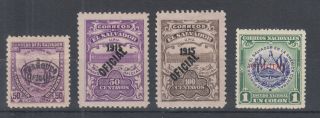 Salvador Sc O101//o357 Mlh.  1897 - 1927 Issues,  4 Different Officials,  F - Vf