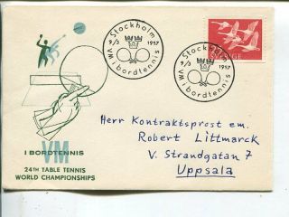 Table Tennis World Cup Stockholm Sweden Special Cover 9.  3.  1957