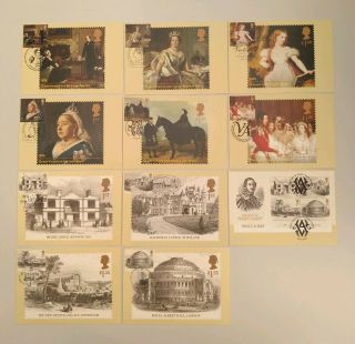 2019 Queen Victoria Bicentenary Set Of 11 Phq Postcards 11 Diff Pmk Front
