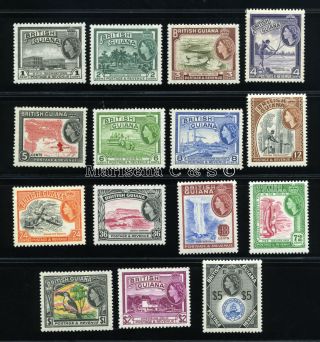 Br.  Guiana 1954 Sg 331 - 345 Sc 253 - 267 Og Mlh Lovely Complete Set 15 Stamp