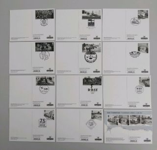 2019 75th Anniversary D - Day Set Of 12 Phq Postcards 12 Diff Pmk First Day Back
