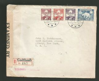 1942 Greenland Registered Censored Cover To Us