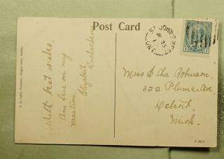 DR WHO 1910 CANADA ST JOHNS WEST IMPERIAL BANK FONTHILL POSTCARD TO USA e66603 2