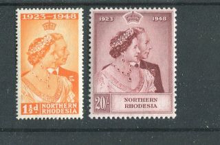 Northern Rhodesia Kgvi 1948 Royal Silver Wedding Sg48/9 Mnh