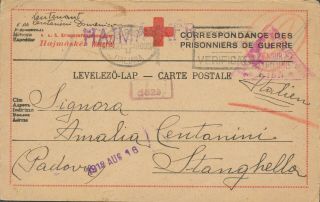 1918 Ww1 Pow Preprinted Hajmasker Camp Hungary Slovakia.  Censor Blacking