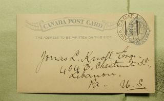 Dr Who 1893 Canada Ottawa Patent Agency Postal Card To Usa E56372
