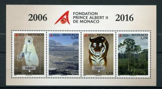 Monaco 2016 Mnh Prince Albert Ii Foundation 4v M/s Tigers Polar Bears Stamps