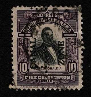 Opc 1909 Canal Zone 10c Obaldia 35 With Official " P " Perfin 37899