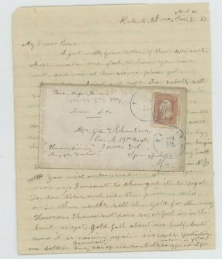 Mr Fancy Cancel 65 Civil War Cover Keokuk Iowa To Soldier In Mo 3 Page Letter