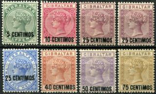 Gibraltar 1889 Spanish Surcharges,  Sg 15 - 20,  Inc 17a,  Hinged,  Cv £210