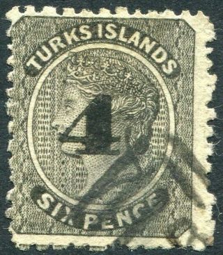 Turks & Caicos Islands - 1881 4 On 6d Black Sg 43 Good V30745