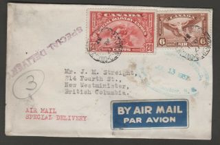 Canada Special Delivery Air Mail Cover July 11,  1937