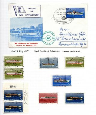 Berlin 1975 Passenger Ships Set Plus 2 Pairs And A Special Cover Mi 510 - 513