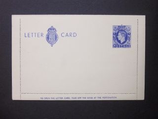 Gb Stationery 1940 Kgvi 21/2d Blue Letter Card (11/2d In Instructions) Lcp15a