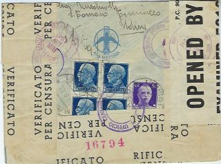 Italy 1941 Registered Censored Cover Maiano To Usa,  Bermuda Censor