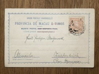 China Old Postcard Macau To Germany 1890