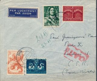 1945 Netherlands Airmal Oat Cover To Czechoslovakia