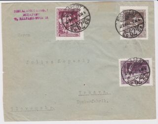 Stamps 1925 Hungary Envelope To Trnava 8 Stamps Front & Back Postal History