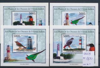 Gx03279 Comoros 2009 Lighthouses & Birds Sheets Mnh Cv 8 Eur