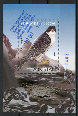 Tajikistan 2016 Mnh Peregrine Falcon China 2016 Ovpt 1v M/s Birds Falcons Stamps