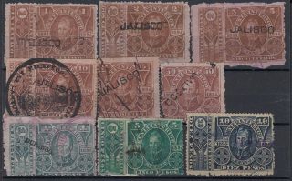 F - Ex8458 Mexico Revenue Stamps Lot.  1893 - 94.  Renta Interior….  10$.