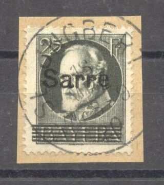 Saar,  1920 Bavaria Overprint,  25 Pf. ,  Vf,  On Small Piece,  No Faults