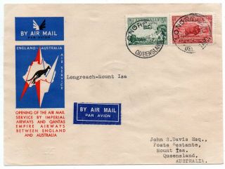 1934 Australia First Flight Cover Longreach To Mount Isa,  Few Known