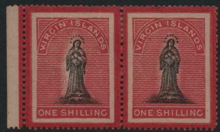 Br.  Virgin Islands: 1867 Sg 19 1/ - Black & Rose - Carmine Mounted Pair (26817)