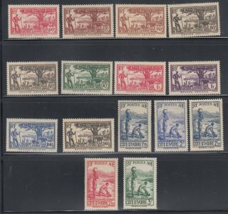 Ivory Coast 1936 - 1940 Definitives Sc 129//148 All Sound Most Never Hinged