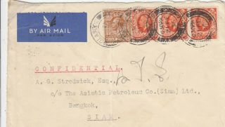1936 Glasgow To Bangkok Thailand Airmail Cover With Good Cancellation On
