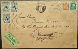 Germany - Colombia 21 Mar 1927 Large Scadta Airmail Cover Sent From Hamburg - See