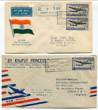 Dh - India 1948 Airmail Issue - Ffc First Flight Covers To London Uk -