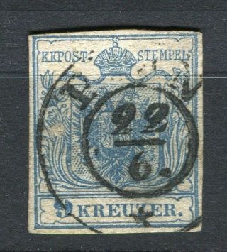 Austria; 1850s Early Classic Imperf Issue Fine 9k.  Value Fair Postmark