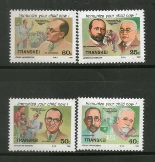 Transkei 1991 Medical Pioneer Developers Of Vaccines Health Sc 259 - 62 Mnh 1850