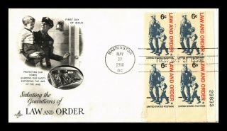 Us Cover Law And Order Fdc Plate Block Artcraft Cachet
