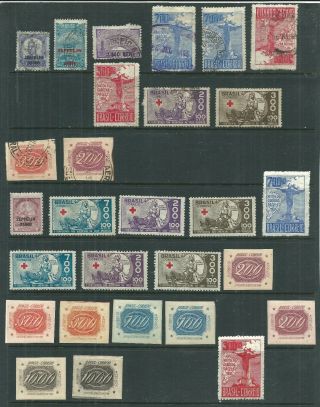Brasil.  Yr.  1931 - 34.  Set Of Twenty - Eight.  Zeppelin Overprint.  Mh/used.  Vf