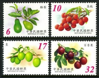 China Taiwan 3408 - 3411,  Mnh.  Fruits.  Avocados,  Lichees,  Dates,  Passion Fruit,  2002