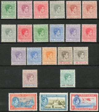 Bahamas 1938 Kgvi Complete Set To £1 Mm