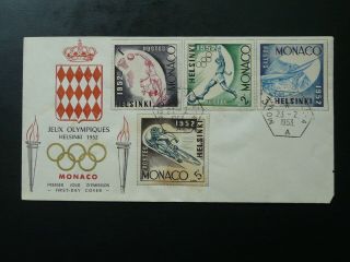 Olympic Games Helsinki 1952 Football Basketball Cycling Fdc Monaco 86775