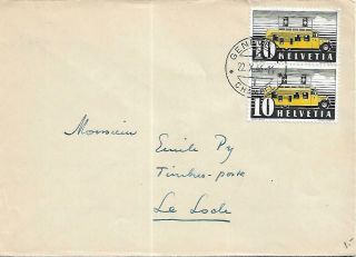 Switzerland 2 X 10c Mobile P.  O.  On 1946 Cover From Geneva My Ref 568